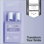 AquaSonic Icon Replacement Brush Heads - ADA Approved, Micro-Vibrations Technology, Multi-Length Bristles, Easy Replacement - For Normal & Sensitive Teeth | 2 Brush Heads (Purple)