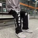 thumbnail image 3 of Pantalones de chándal para hombre, pantalones rectos, estilo hip-hop, grises, de pierna ancha, holgados, estilo vintage, estilo coreano, estilo Harajuku, 3 of 5