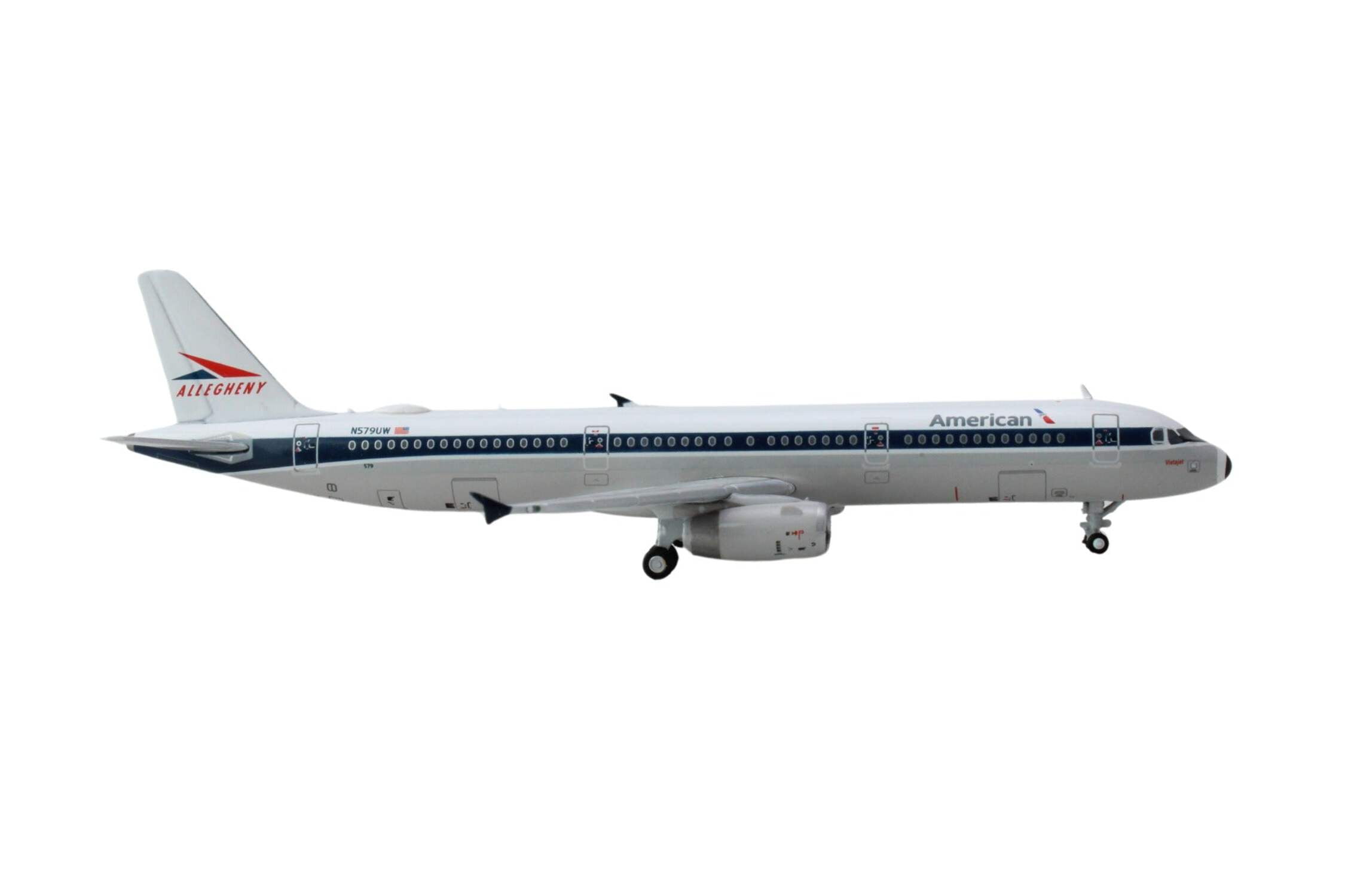 Airbus A321 Commercial Aircraft "American Airlines - Allegheny Heritage" White w/Blue 1/400 Diecast Model Airplane by GeminiJets