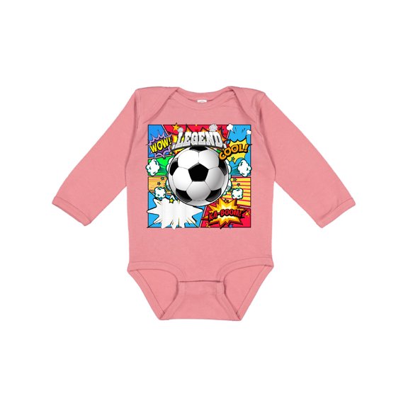 Inktastic Soccer Superhero Boys or Girls Long Sleeve Baby Bodysuit