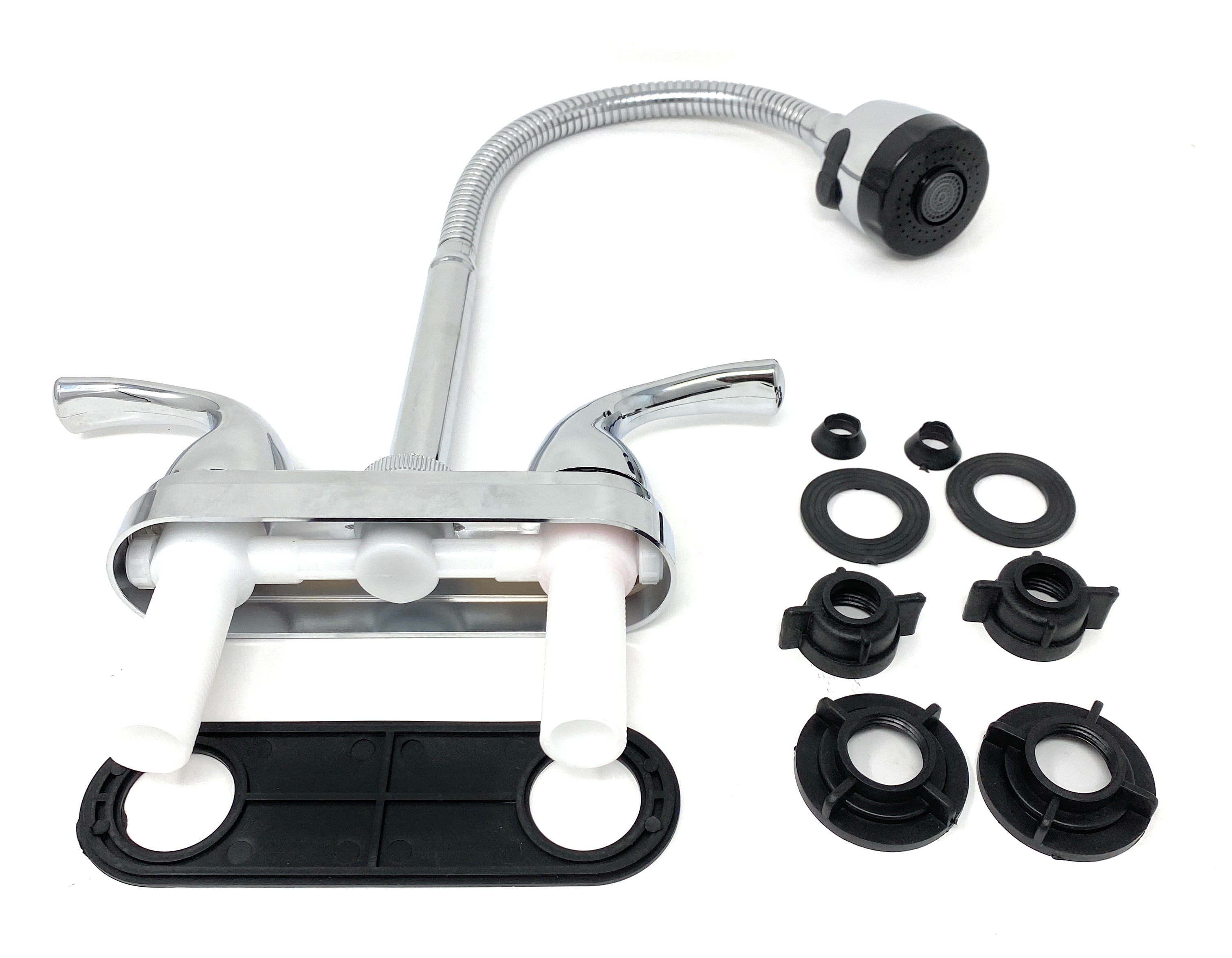 Bathroom Faucet with Flexible Spout for Office RV Motorhome, Plastic Body Chrome Finish 4" Center by MADOL