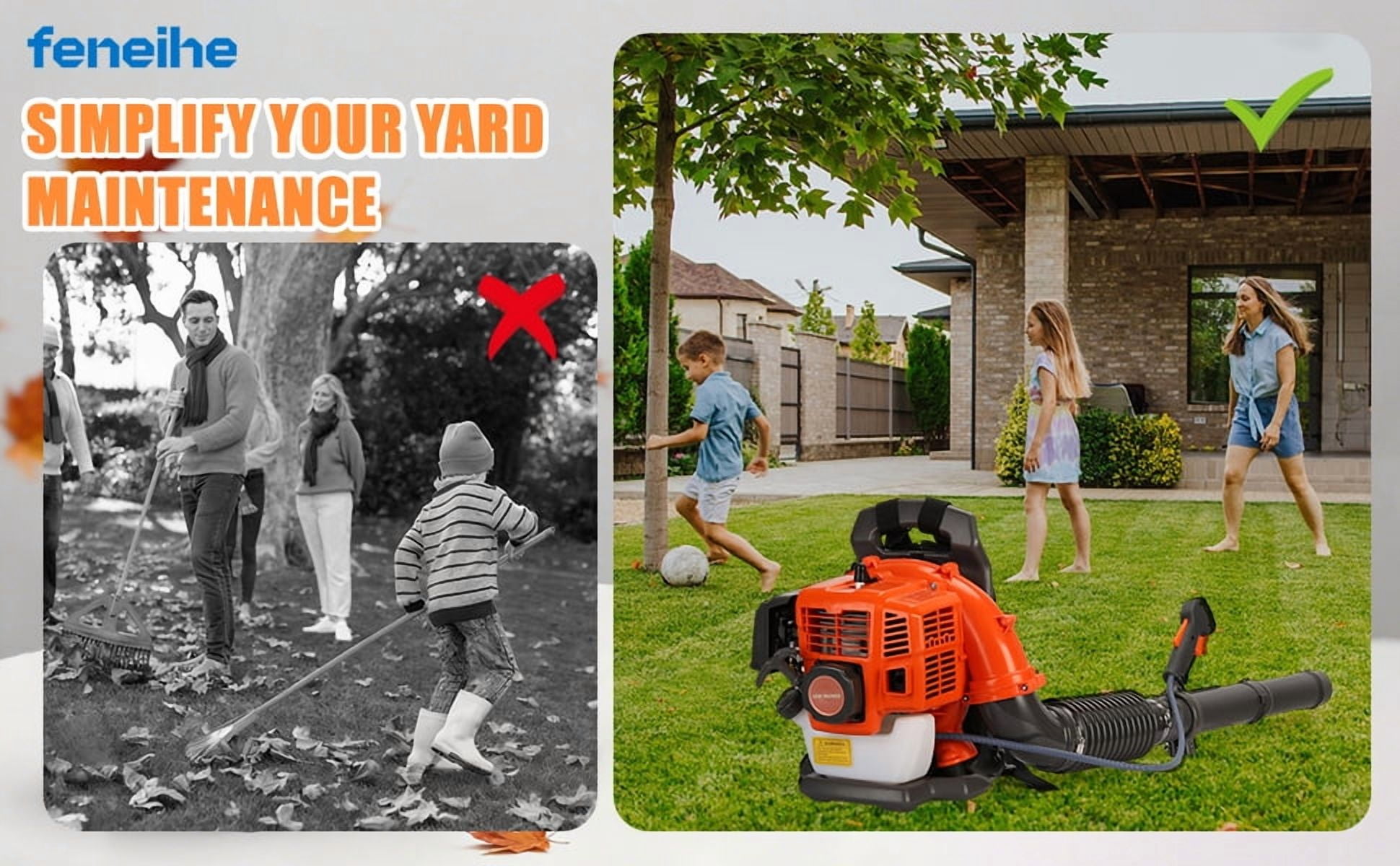 kiel 52CC Gas Powered Backpack Leaf Blower | 550 CFM High Air Flow | 6800 RPM | for Yard Lawn Leaf Cleanup