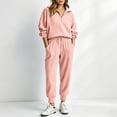 thumbnail image 5 of Women's Ribbed 2 Piece Loungewear Outfits Oversized Half Zip Sweatshirts High Waist Jogger Pants Matching Casual Travel Tracksuit Sets Pink, 5 of 7