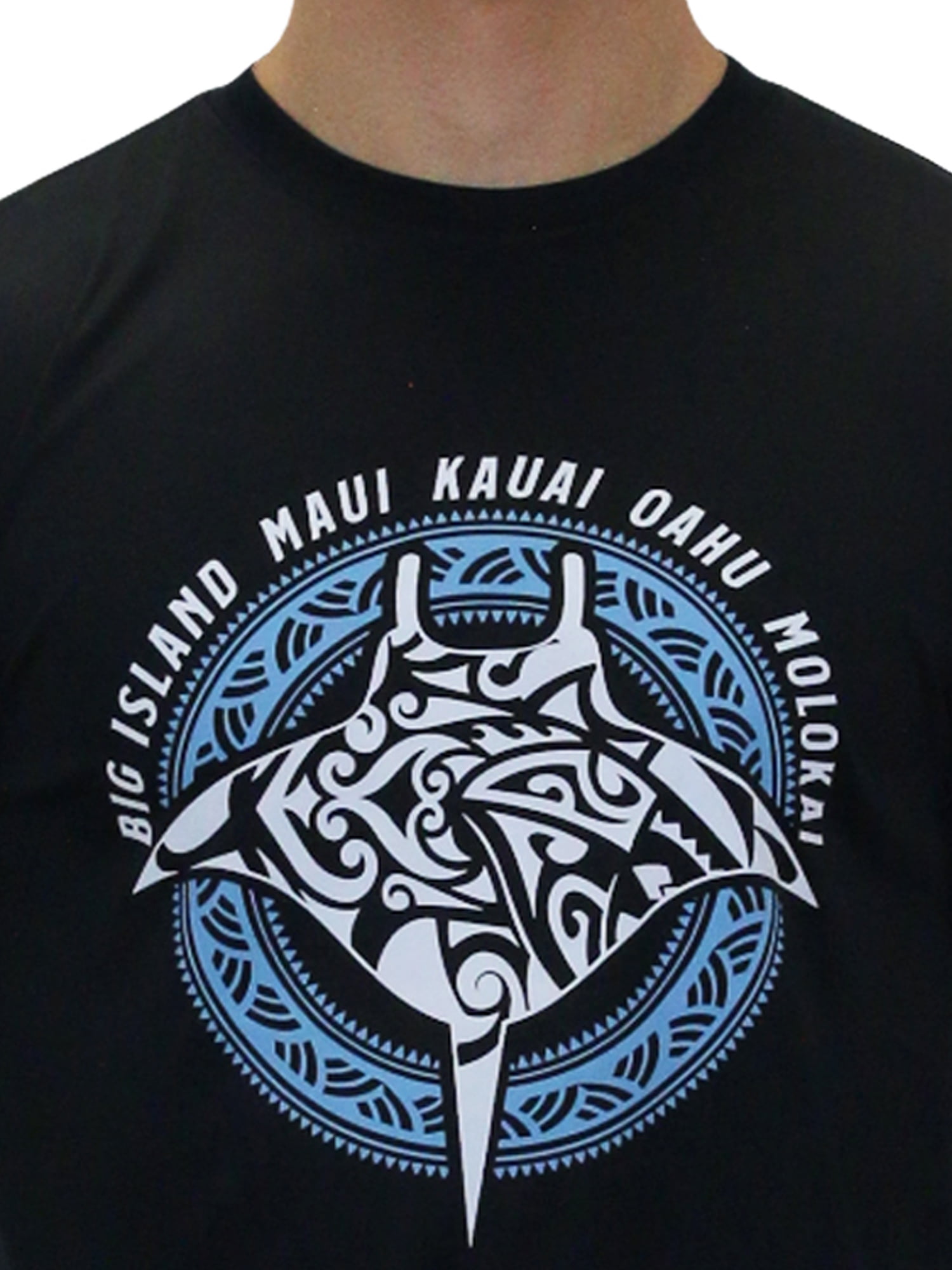 Island Crew Hawaii Dri Fit Cool T-Shirt Long Sleeve, Manta Ray, Small - 3XLarge, Black