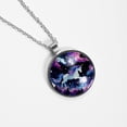 thumbnail image 4 of Starry Unicorn Elegant Glass Circular Pendant Necklace - Stylish Necklaces for Women, 4 of 5