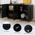thumbnail image 5 of Buffet Sideboard with 4 Hollow Doors, Buffet Cabinet with Wire Management Holes, TUANLUO Sideboard Cabinet with Adjustable Shelves, Wood Storage Cabinet Furniture for Kitchen Dining Room, Black, 5 of 10