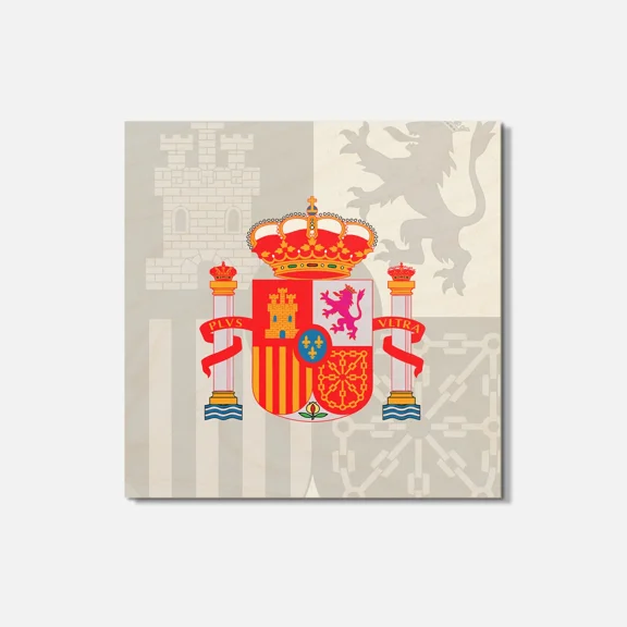Spain Coat Of Arms 4'' X 4'' Square Wooden Coaster