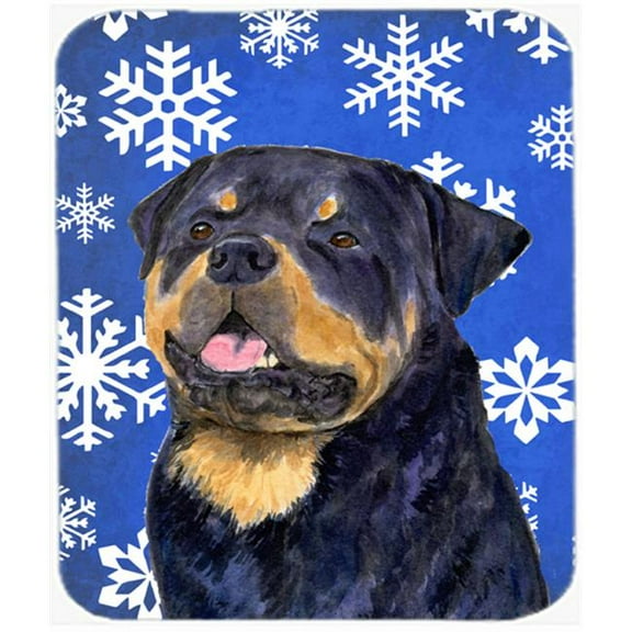 Rottweiler Winter Snowflakes Holiday Mouse Pad, Hot Pad or Trivet