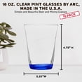 thumbnail image 5 of 10 ARC Clear Glass Pint Cups Set, 16 oz. - Mixing, USA Made - Blue, 5 of 5