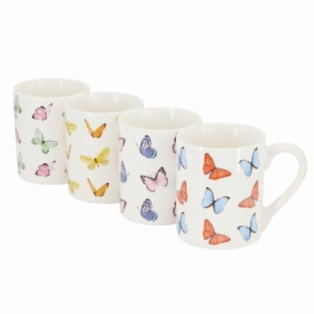 Gibson Home 148628.01 Butterfly Wings 18 oz Sto are Mug Set in White - 4 Piece
