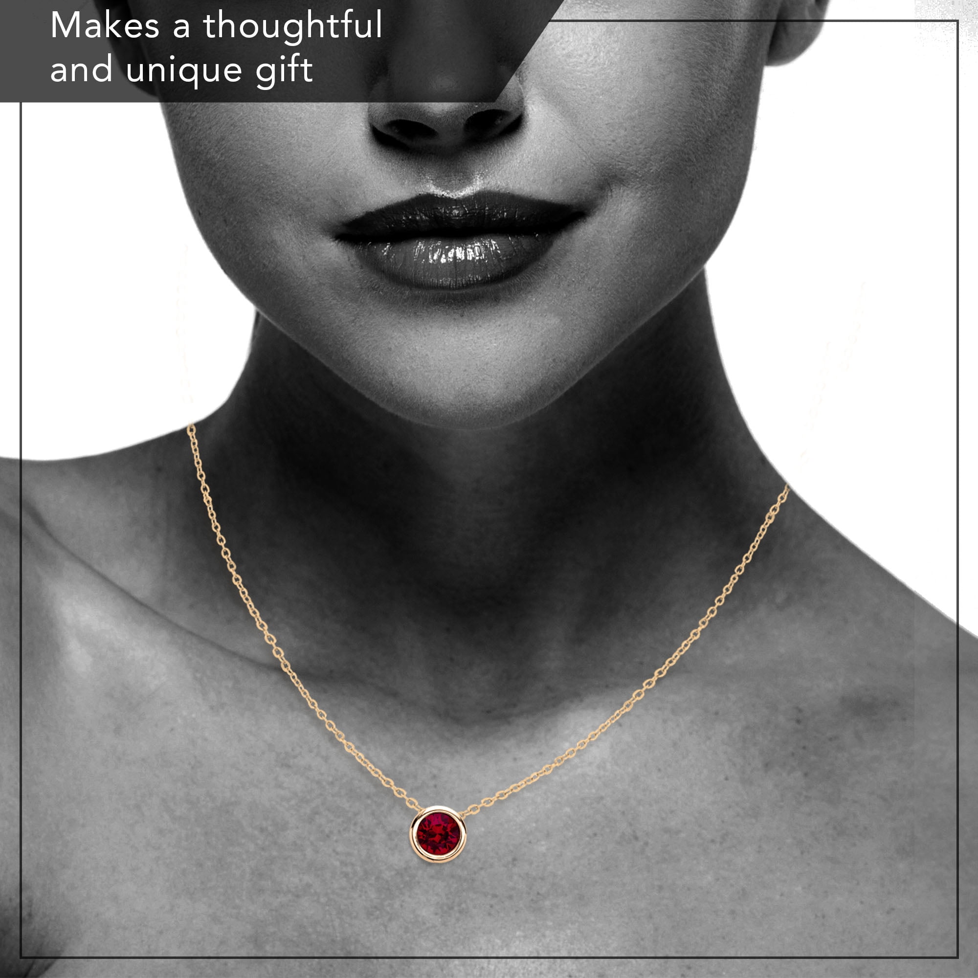 X & O Women's 14K Yellow Gold Plated Siam Crystal Pendant Necklace
