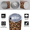 thumbnail image 4 of Leopard Print 20oz Stainless Steel Skinny Tumbler – Vacuum Insulated Slim Travel Cup with Lid & Stainless Steel Straw, 360° Full Wrap Printed Tumbler for Home, Office & Outdoor Use, 4 of 6