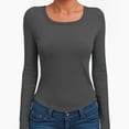 thumbnail image 6 of idosla Womens Long Sleeve Scoop Neck Ribbed Knit Fitted Casual Tops Tee Slim Basic Shirts (Dark Gray, XL), 6 of 6