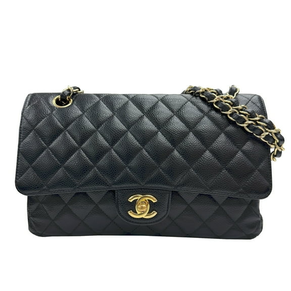 Pre-Owned CHANEL Matelasse 25 Caviar Skin A01112 17th Series 2013 W Flap Chain Black... (Good)