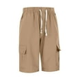thumbnail image 6 of LIIPEE Boys School Uniform Shorts Solid Color Elastic Waist Drawstring Dress Shorts With Pockets Kids Trendy School Shorts,Khaki,13-14 Years, 6 of 9