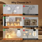 OUTON 3 Light Floor Lamp, 80 Mordern Standing Lamp with Linen Lamp Shade, Arc Floor Lamp for Living Room, Bedroom, Office, 3 Bulbs Includes(Black)