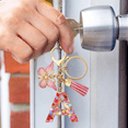 thumbnail image 5 of GOVSONE 26Letter Keychain Initial Letter Keyring Alphabet Resin Flower Key Chain with Butterfly Tassel Pendant Handbag Purse Charm Pink Petal Keyring, 5 of 7