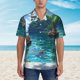 thumbnail image 2 of Balery Tropical Paradise Window View Camisas hawaianas de manga corta para hombre, camisas playeras de corte holgado, camisas de vacaciones con botones,X-Large, 2 of 7