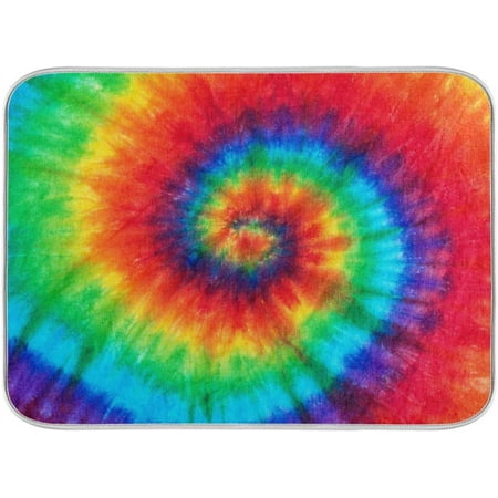 

Tie Dye Dish Drying Mat Absorbent Heat Resistant Reversible Dish Mat for Kitchen Countertops Sinks 16 x 18 Inch
