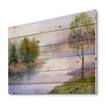 thumbnail image 2 of Designart 'Trees On The Bank Of River' Lake House Print on Natural Pine Wood, 2 of 5