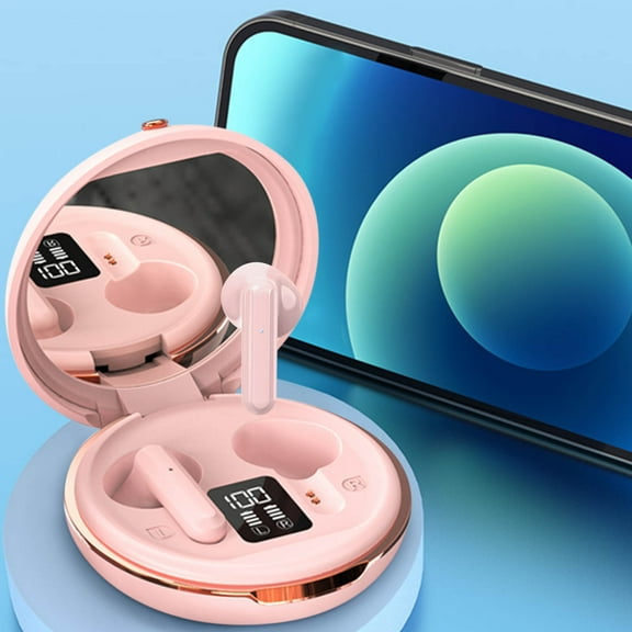 Oggfader Wireless Earbuds Bluetooth 5.3 Wireless Headphones Digital Display New Wireless Bluetooth Headset HIFI Sound Quality In ear Mini Automatic Pairing Pink