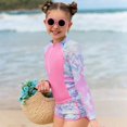thumbnail image 4 of GYRATEDREAM Girls 2 Pieces Rash Guard Swimsuit Long Sleeve Tankini for 6-10 Years, 4 of 9