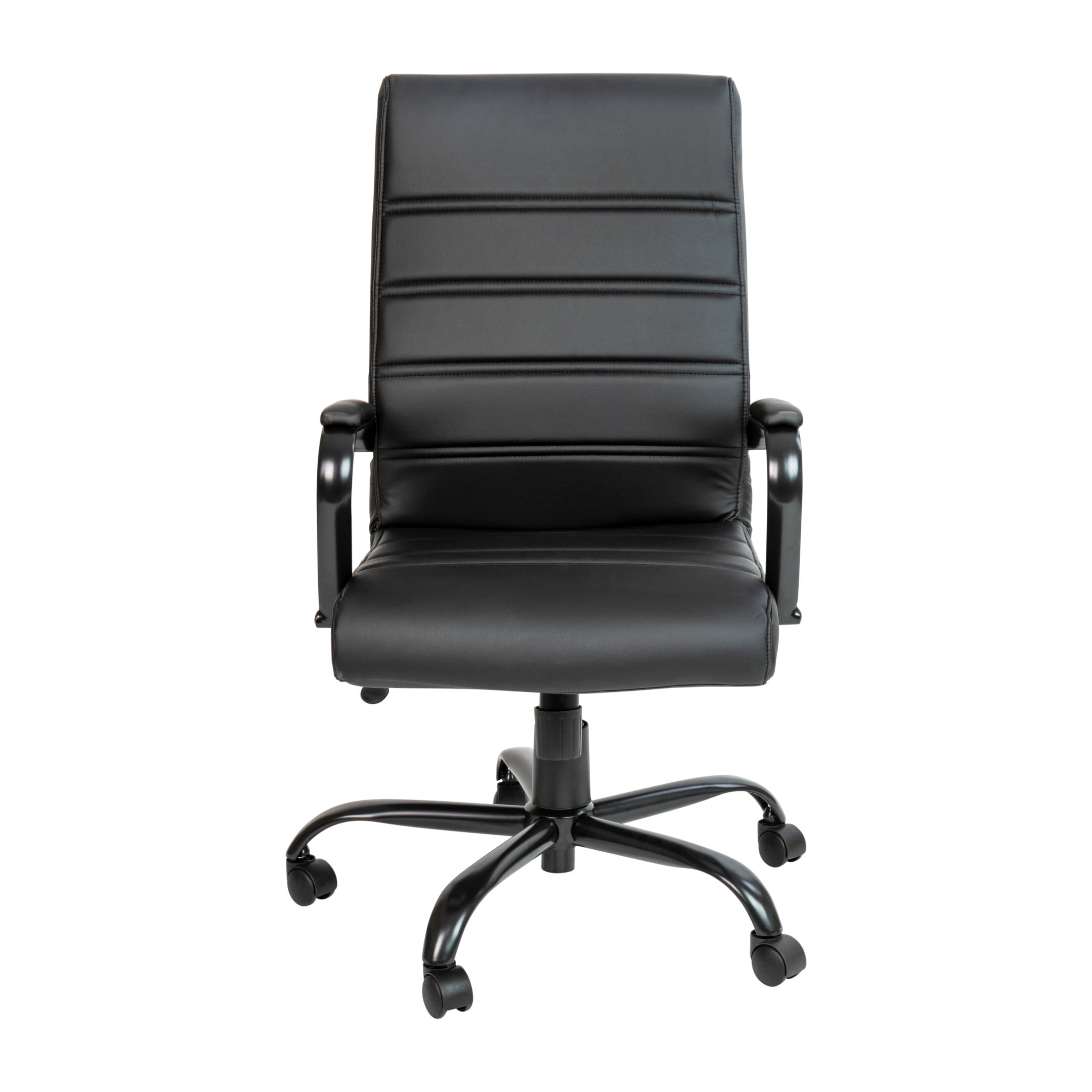 Flash Furniture Whitney High-Back Swivel LeatherSoft Desk Chair with Armrests, Black