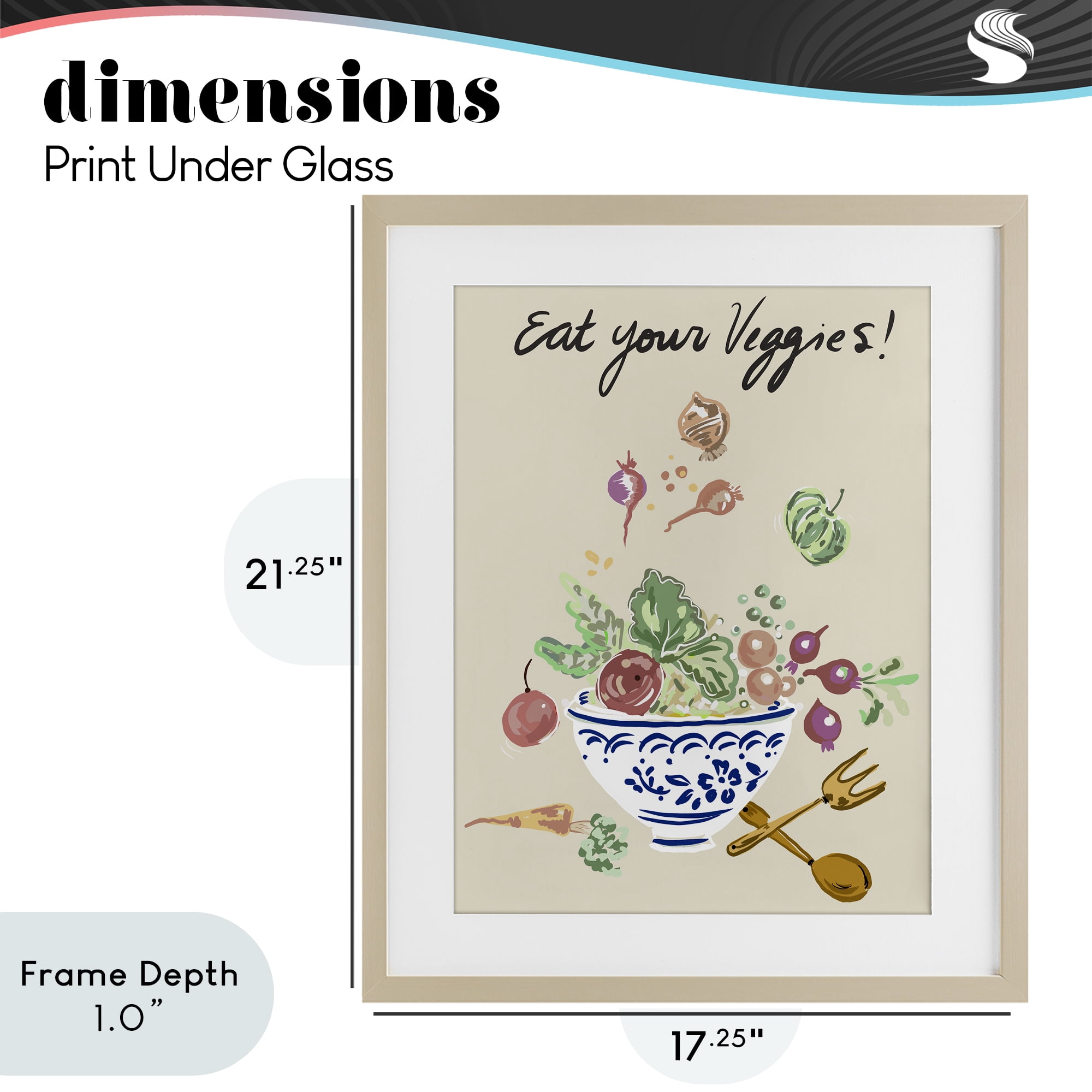 Stupell Industries Eat Your Veggies Bowl Birch Framed Print Under Glass, design by Ani Del Sol