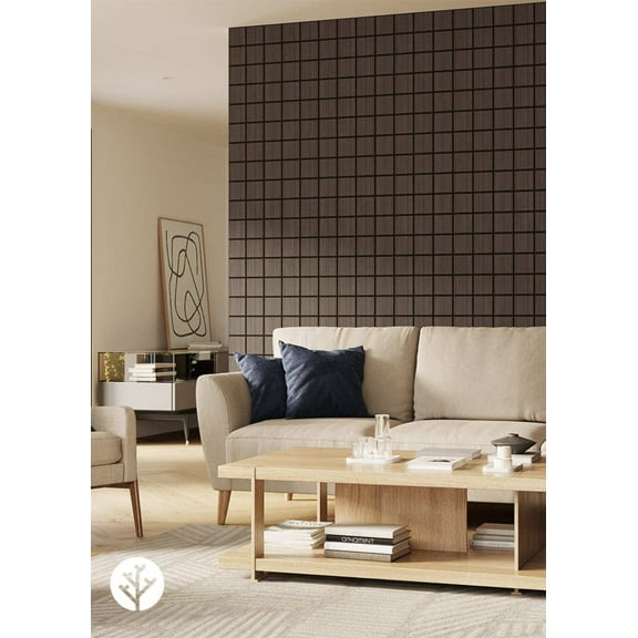 WVH Oak Check Geometric Wood Veneer Acoustic Felt Backing Wall & Ceiling Panels | 4 Pack (Each Tile 47.24" x 11.81) | Decorative Sound-Absorbing Solution for Homes, Offices, and Studios