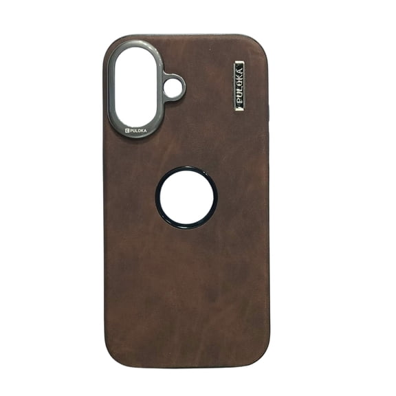 Premium Brown Leather MagSafe Compatible iPhone 16 Case with Magnetic Ring Camera Protection Slim Shockproof Luxury Protective Cover Design Style