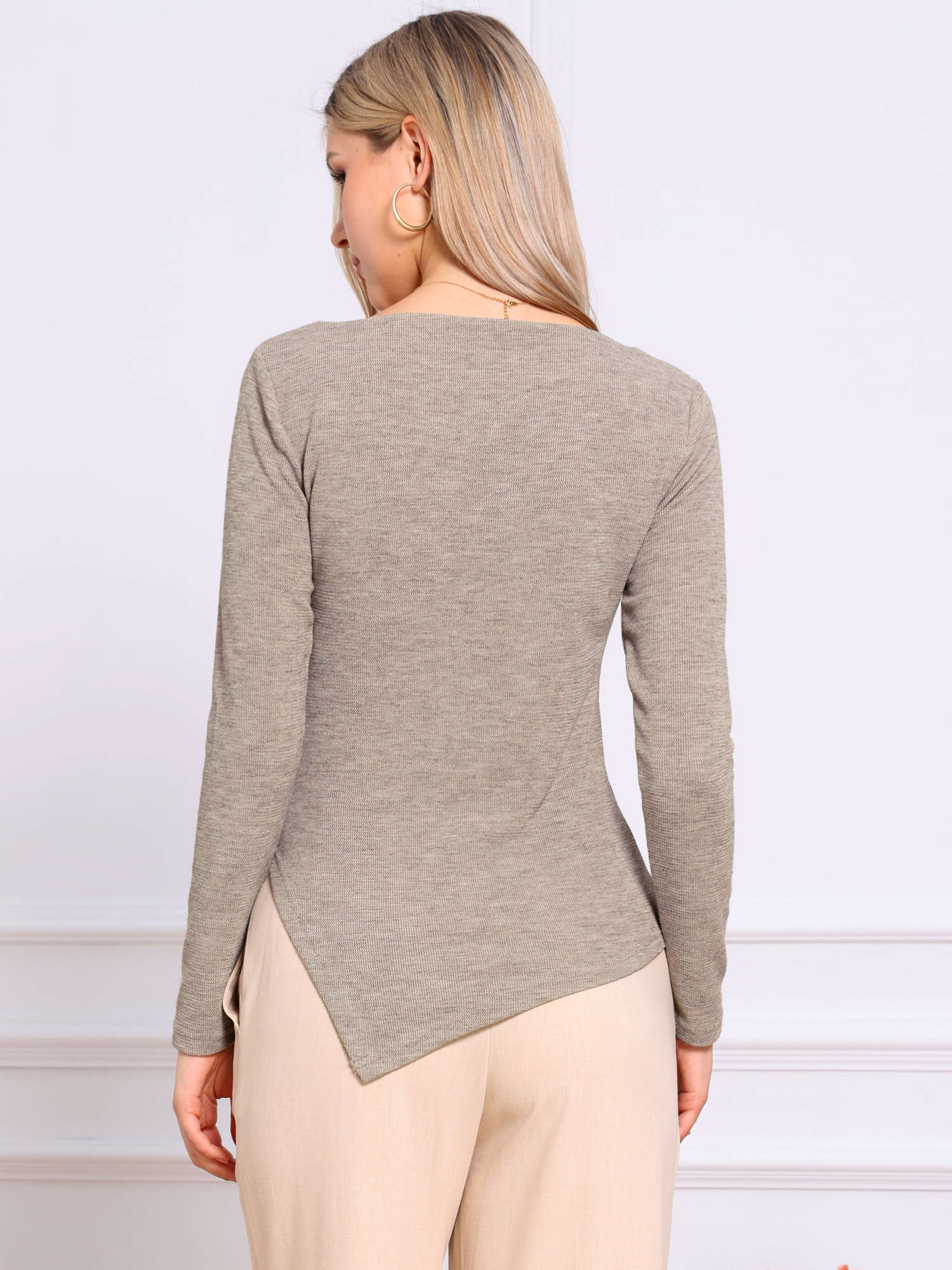 DARING DIVA Women's Spring High Low Stylish Boat Neck Pullover Sweaters XS Khaki