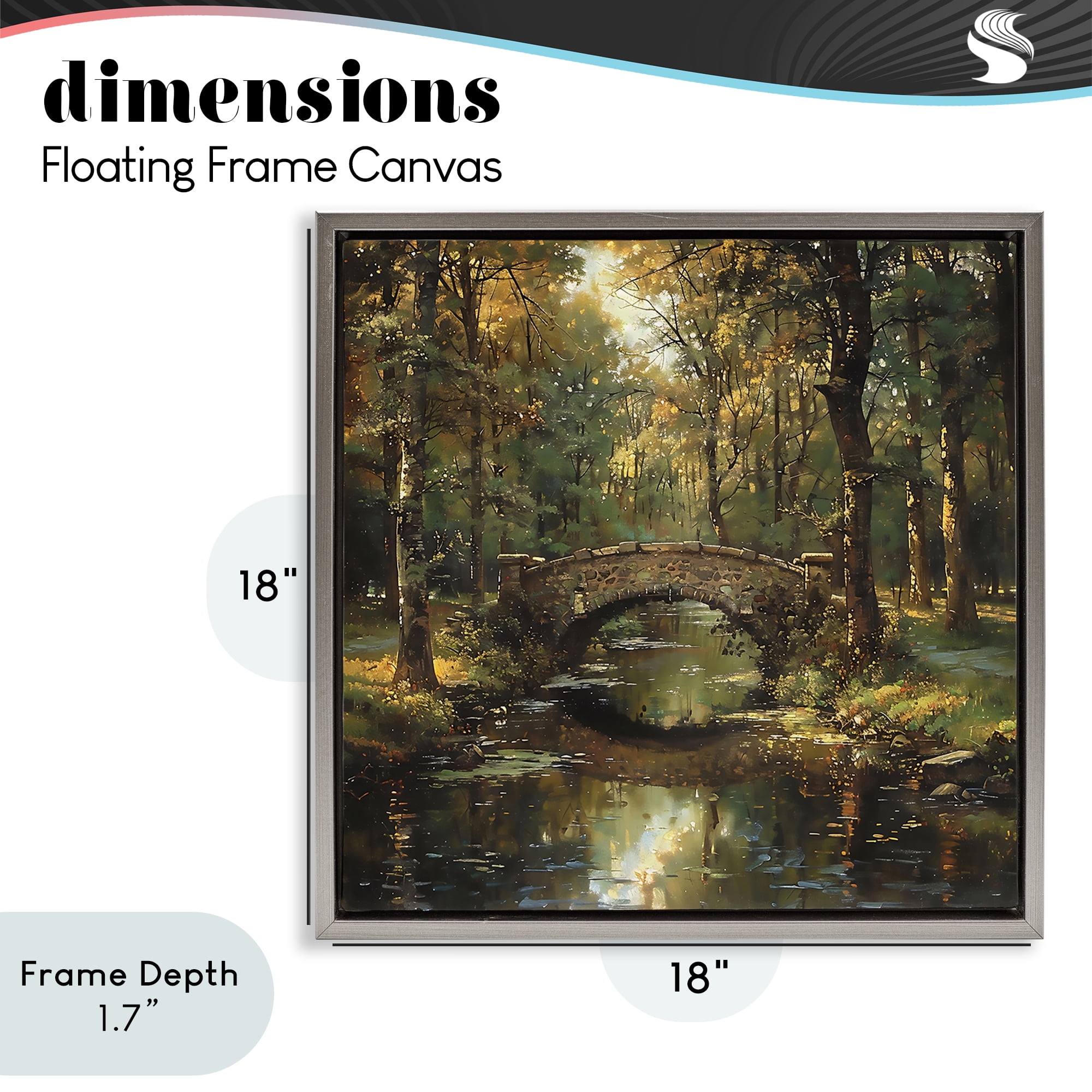 Stupell Industries Forest Bridge in Autumn Light Gray Framed Floater Canvas Wall Art, design by Creative Studio