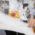thumbnail image 3 of Oversized Wearable Blanket Hoodie,White Gray Photo Frame Daisy Sunflower Pattern Sherpa Blanket Hoodie with Super Pockets,Super Warm Fuzzy Pullover for Women & Men, 3 of 6