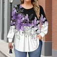 thumbnail image 2 of Arnsht Plus Size Tops for Women Fall Long Sleeve Shirts Flowy Tunic Top Pleated Casual Printed Blouses Loose Fit Winter Tees White XXL, 2 of 6