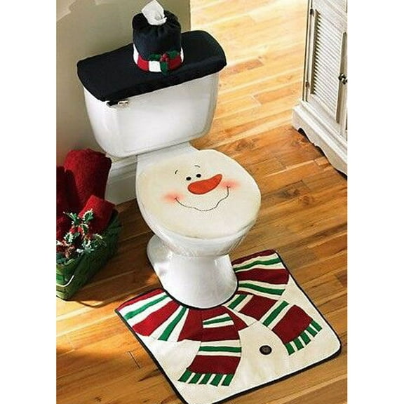 HAMPPLIES U Shaped Toilet Mat Set 40x7.9x4.1in Non Slip Wear Resistant Christmas Holiday Season