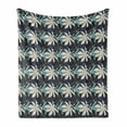 thumbnail image 1 of Botanical Soft Flannel Fleece Throw Blanket, Tropical Leaves Repetitive Lines Pointy Petals, Cozy Plush for Indoor and Outdoor Use, 50" x 70", Cadet Blue Dark Indigo, by Ambesonne, 1 of 5
