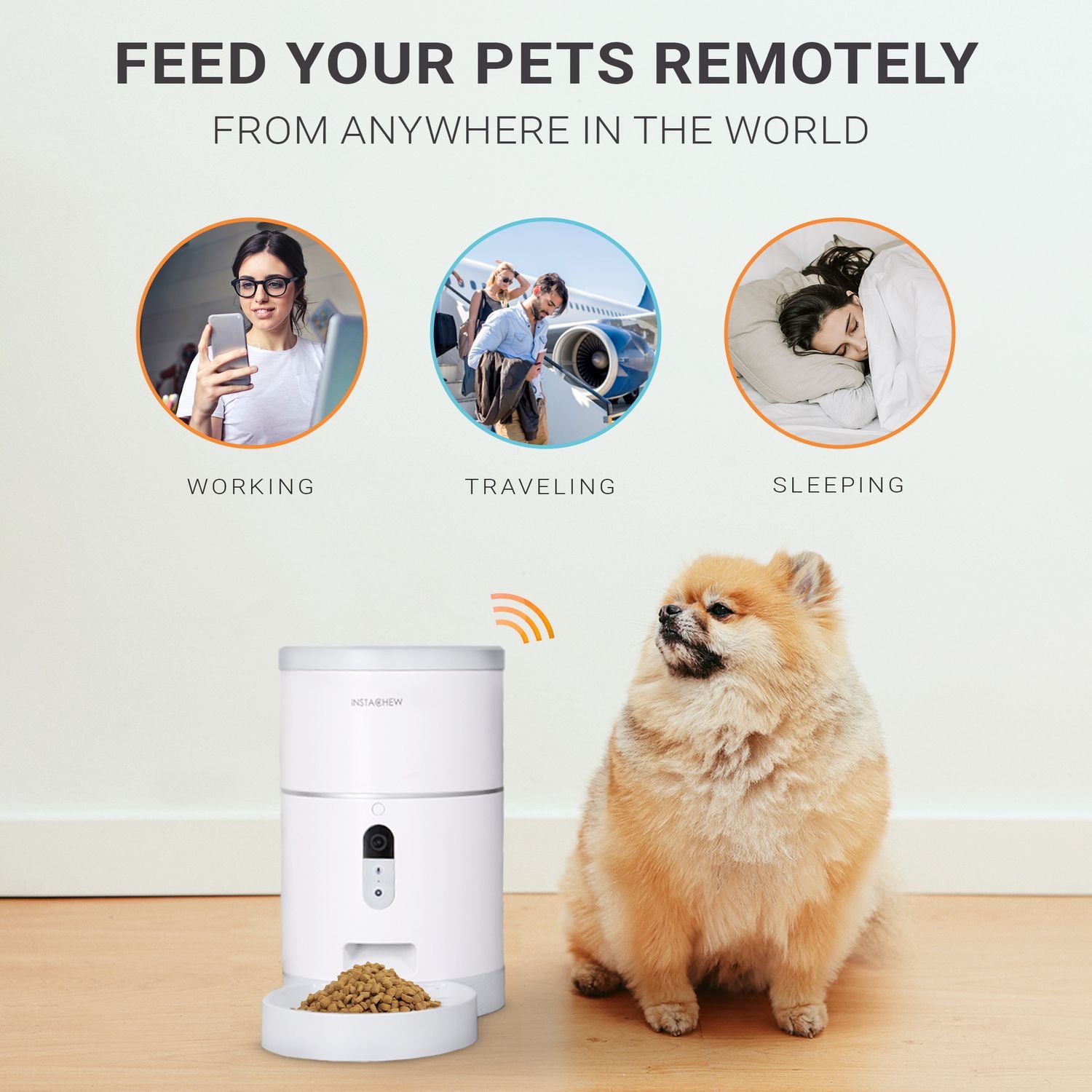 Instachew Purechew Distributeur automatique de nourriture pour animaux avec caméra HD, distributeur de nourriture pour chats et chiens, distributeur de friandises programmable avec enregistrement vidé