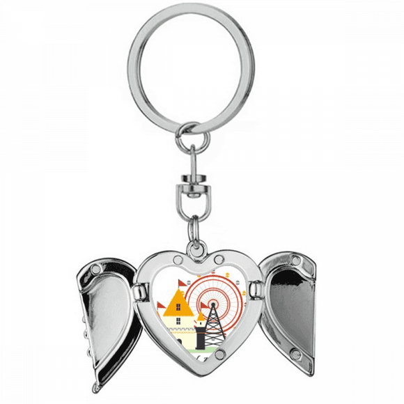 Visiting theme park in South Korea Heart Angel Wing Key Chain Holder