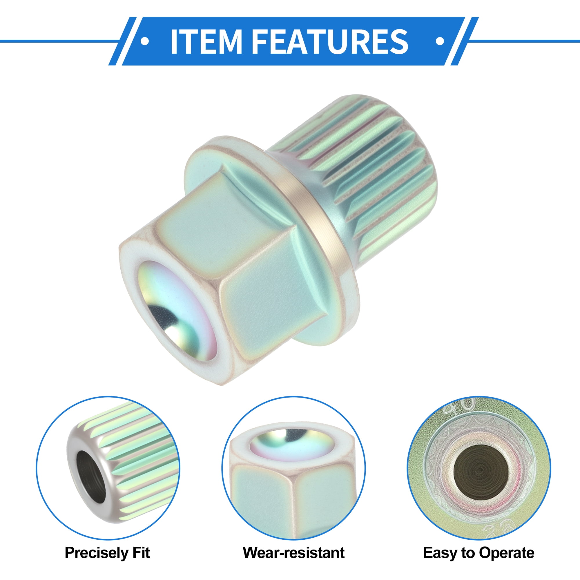 Unique Bargains Vehicle Wheel Lock Lugnut for BMW, Durable 38/22PT Galvanized Alloy Steel