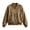 Brown, variant on Xijirk Women Polka Dot Bomber Jacket Zip Up Long Sleeve Ribbed Trim Coat for Spring Fall Daily Wear