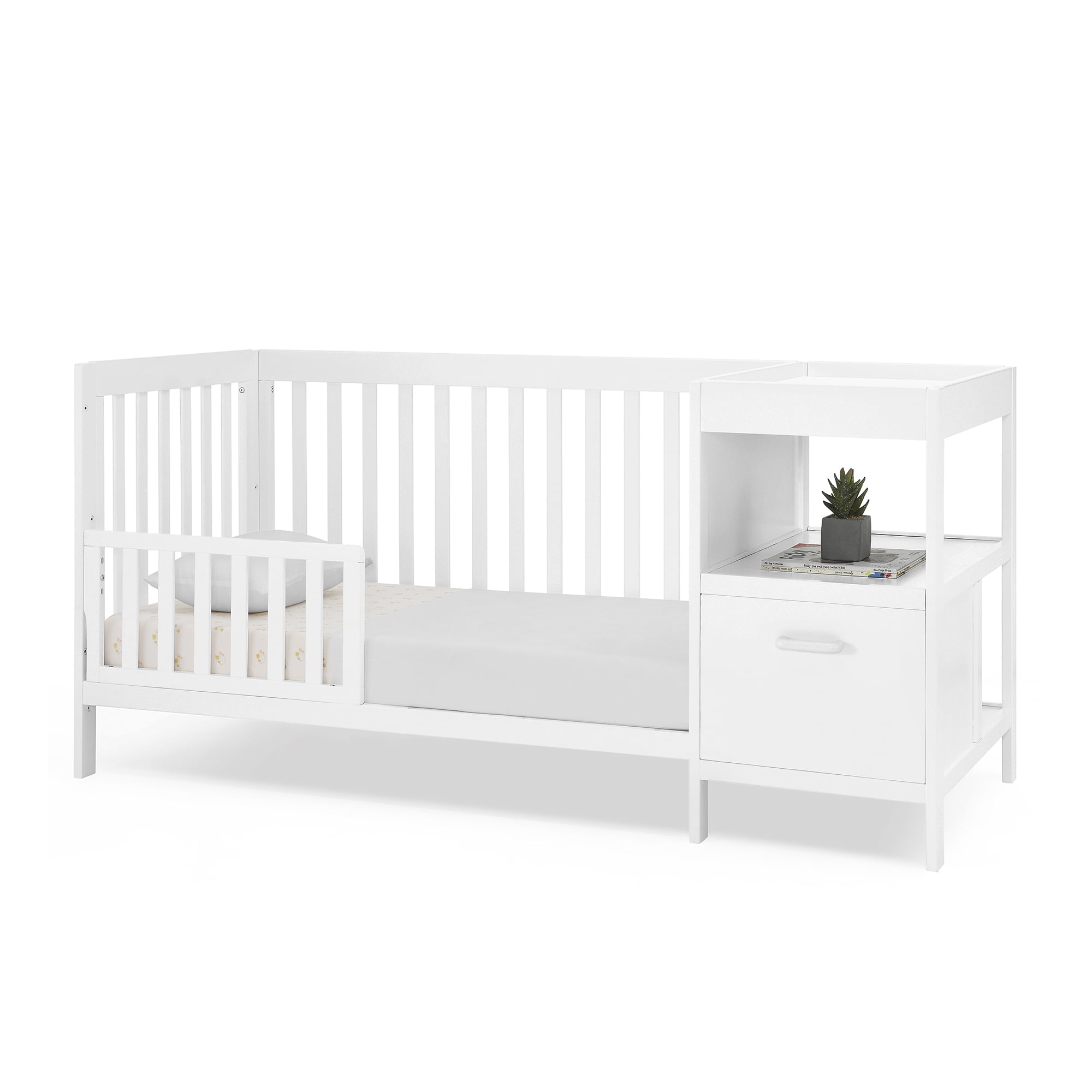 Delta Children Alice 5-in-1 Convertible Crib and Changer - Greenguard Gold Certified, Bianca White