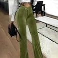 thumbnail image 2 of LLYwey Insulated Leggings for Women Ladies Winter Fashion Solid Color Gold Velvet Stripe Casual Pants and Pants New Winter Pants Green-1 S, 2 of 6