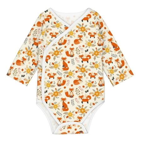 

Matuu Flower Fox for Baby Long-Sleeve Bodysuit Soft Cotton Comfortable and Breathable Perfect for Newborns and Infants