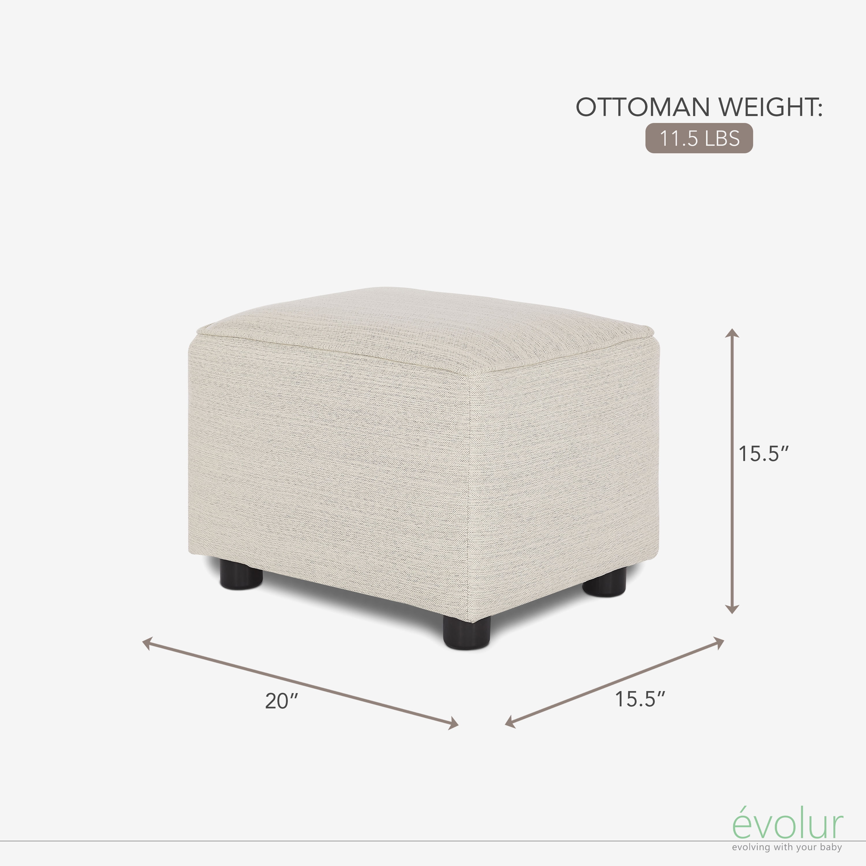 Evolur Holland Upholstered Ottoman, Modern Design In Thunder