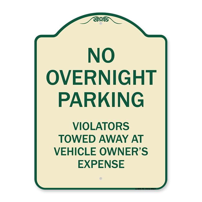 HNNT Aluminum Metal Sign 12x16 INCHES No Overnight Parking Violators Will Be Towed Wall Decor Retro Tin Sign Aluminum for Wall Decor