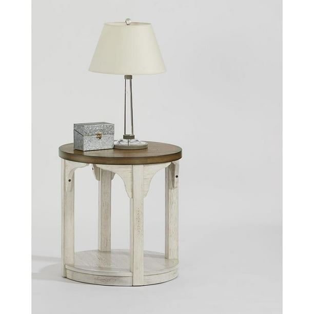 Round End Table Oak Antique White Com Round End Table Oak Antique White, Antique White Round Nightstand
