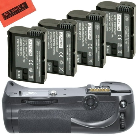 Battery Grip Kit for Nikon D800, D810 Digital SLR Camera Includes Qty 4 Replacement EN-EL15 Batteries + Vertical Battery Grip + (Best Battery Grip For Nikon D800)