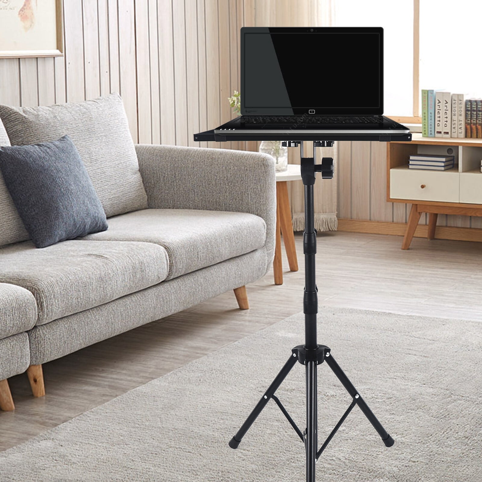 Metal Adjustable Tripod Stand With Tray Laptop Projector Outdoor Home Office For A Bedroom, Living Room, Study, Office