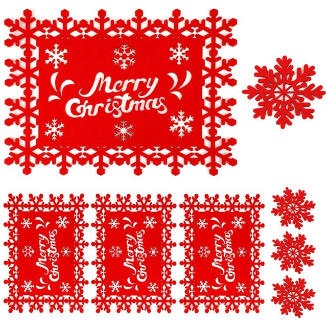 Christmas Placemats 8piece Set of Table Placemats and Drink Coasters