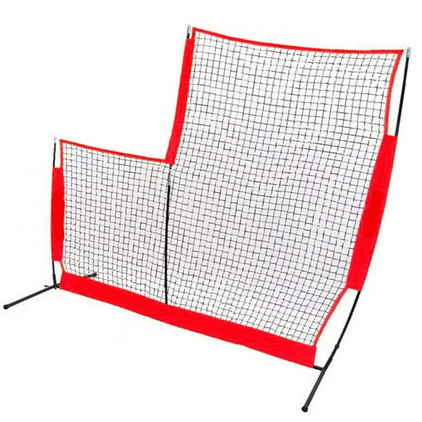 Red de rebote de béisbol, red de rebote, objetivo de red, hierro portátil para entrenamiento de fildeo de 7 x 7 pies Rojo
